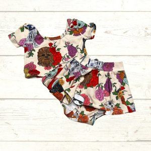 Wild Rich Kids Star Wars Darth Vader Chewbacca Crop Top and Skirted Bummies